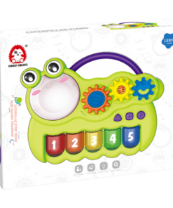 Đồ chơi học đàn piano hình ếch con phát nhạc đèn và có chế độ trống